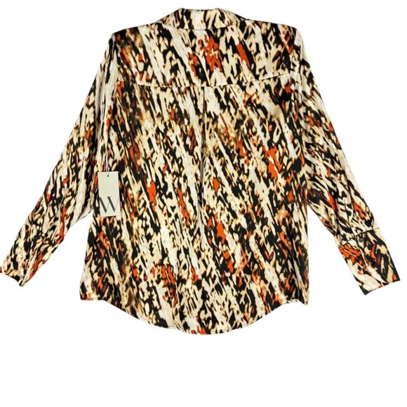 Worthington Women's Pullover Long Sleeve Multicolor Geometric Blouse Size XS NWT - Picture 2 of 11